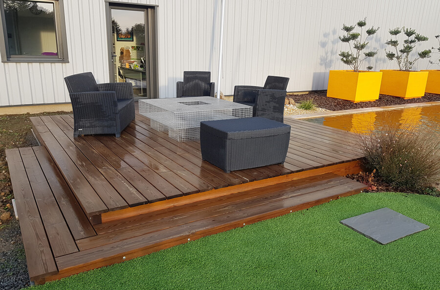 Terrasse réalisée par le paysagiste Rambaud Paysage à Saint Philbert de Bouaine